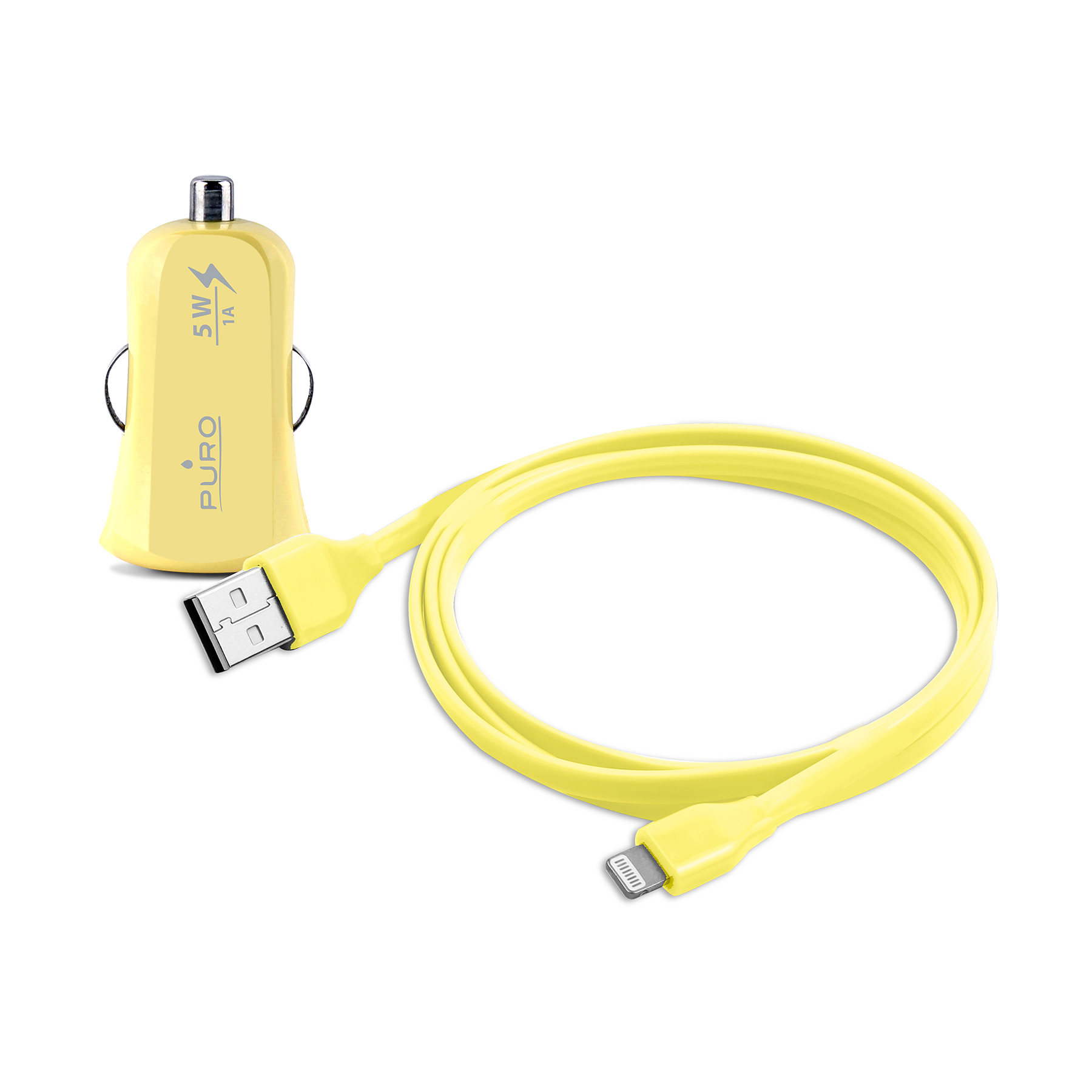 PURO MINI зарядно за кола за iPhone + Lightning кабел