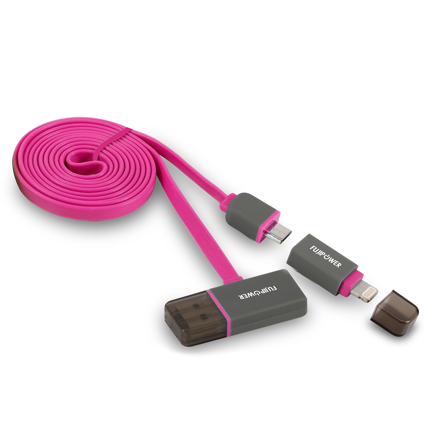FUJIPOWER POWER & DATA плосък MICRO-USB/LIGHTNING кабел: 1.0м