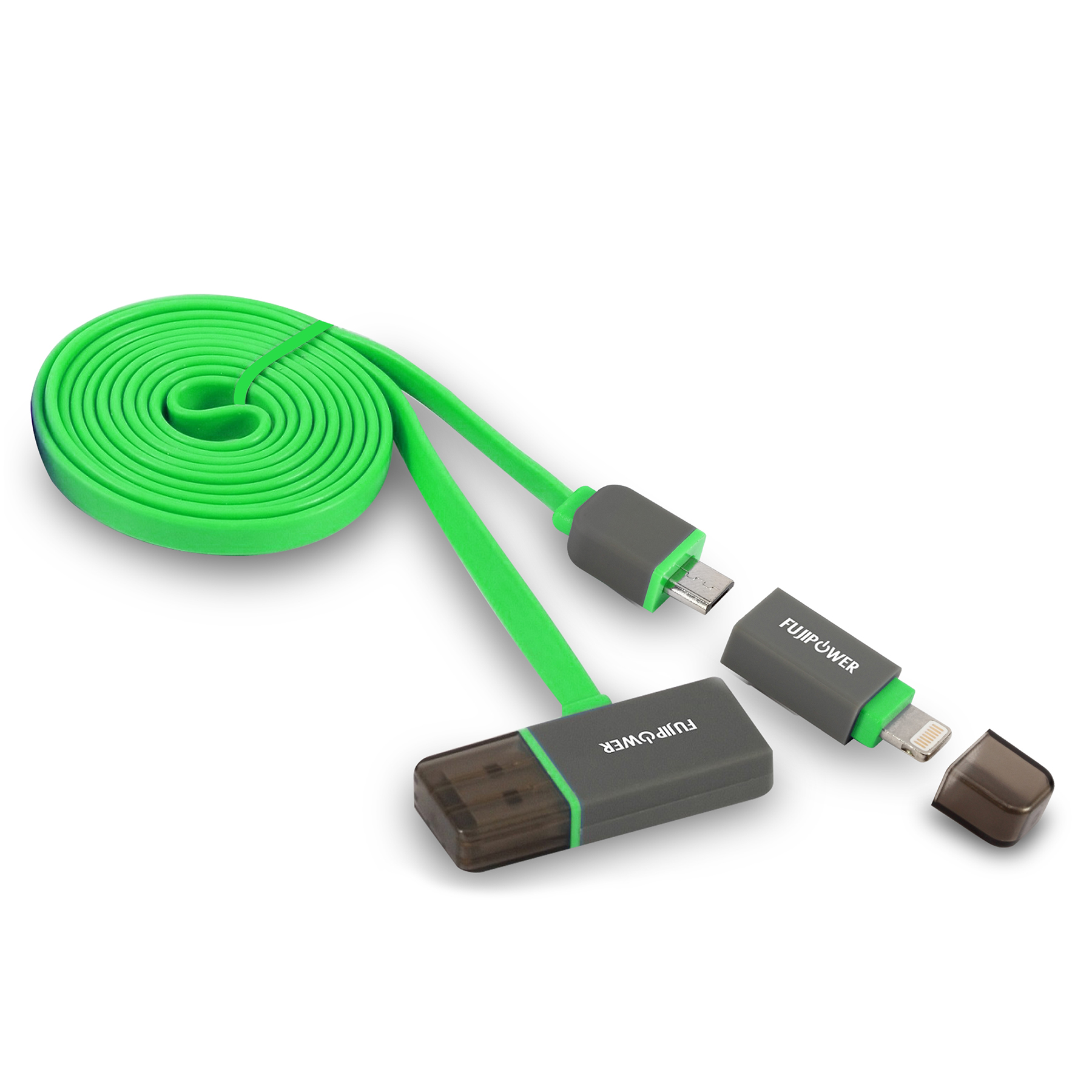 FUJIPOWER POWER & DATA плосък MICRO-USB/LIGHTNING кабел: 1.0м