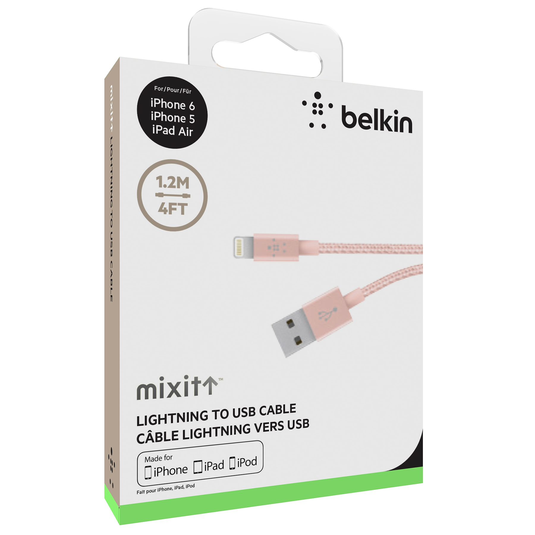 Belkin MIXIT↑™ Metallic Lightning Charge/Sync кабел - 2.4А/12W: 1.2м