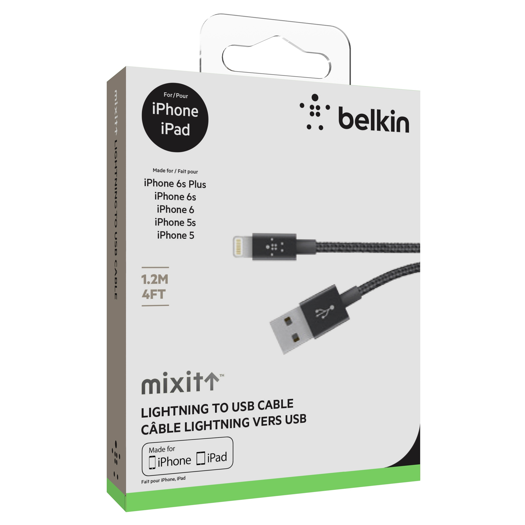 Belkin MIXIT↑™ Metallic Lightning Charge/Sync кабел - 2.4А/12W: 1.2м