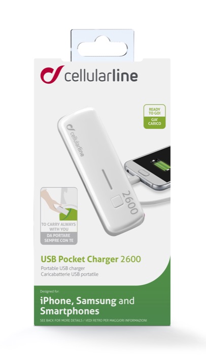Външна батерия за телефон 2600mAh бяла