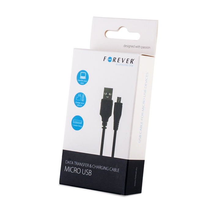 FOREVER micro USB кабел 3м черен