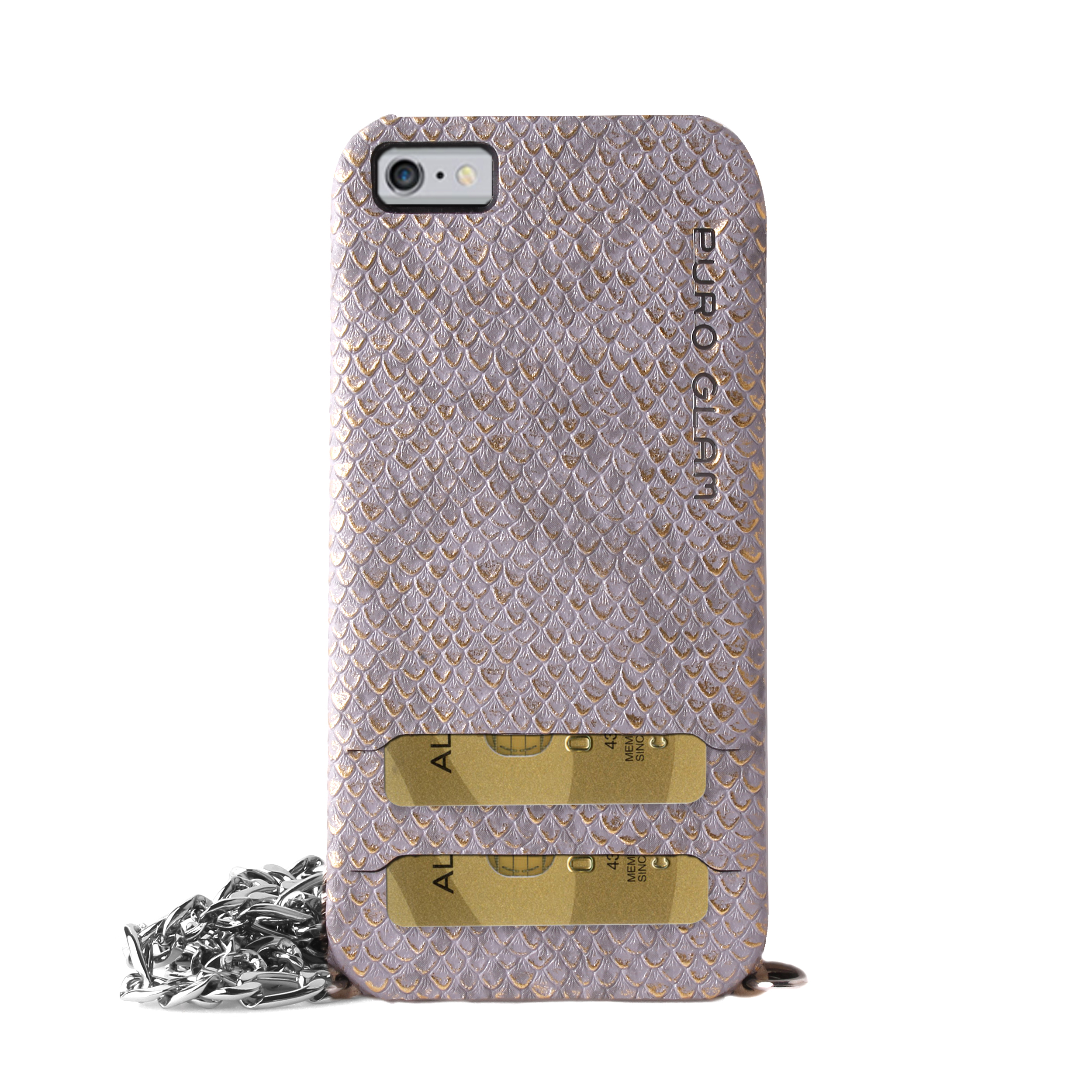 PURO GLAM CHAIN COVER за IPHONE 6/6S:сиво/златис