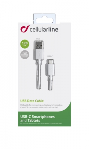 Кабел данни USB C 1,2м бял