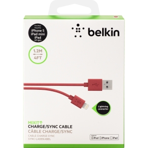 Belkin MIXIT↑™ Lightning Charge/Sync кабел - 2.1А/10W: 1.2м * Цвят: червен