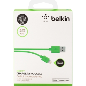 Belkin MIXIT↑™ Lightning Charge/Sync кабел - 2.1А/10W: 1.2м * Цвят: зелен
