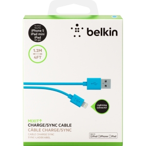 Belkin MIXIT↑™ Lightning Charge/Sync кабел - 2.1А/10W: 1.2м * Цвят: син