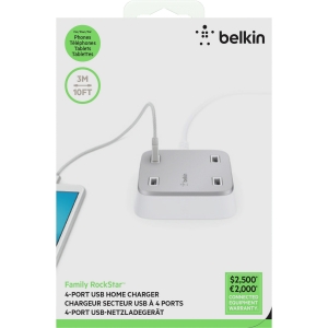 Belkin Family RockStar 220V зарядно с 4 USB порта