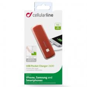 Външна батерия за телефон 2600mAh червена