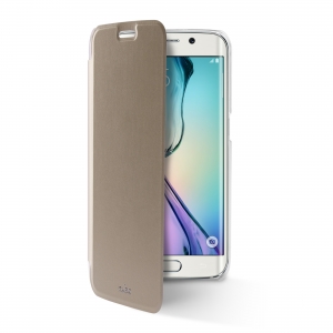 PURO BOOKLET CRYSTAL за GALAXY S6 EDGE: златист