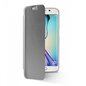 PURO BOOKLET CRYSTAL за GALAXY S6 EDGE: сребрист