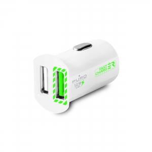 PURO 2.4A FastCharge зарядно за кола: бяло
