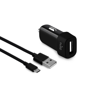 PURO MINI зарядно за кола с един USB порт + Micro-USB кабел