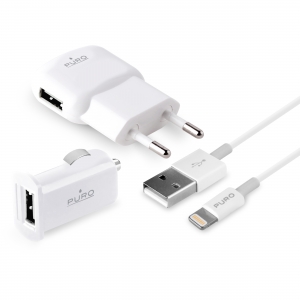 PURO Комплект зарядни + MFI Lightning кабел за iPhone
